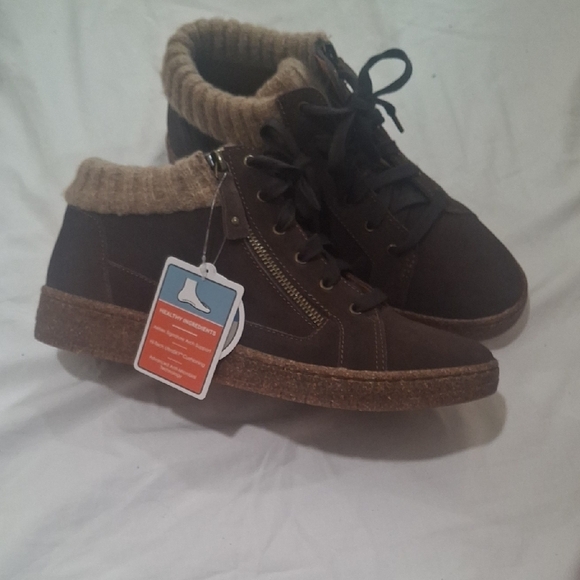 Aetrex Women's Dark Brown High-Top Sneakers Size 9 - Picture 2 of 10